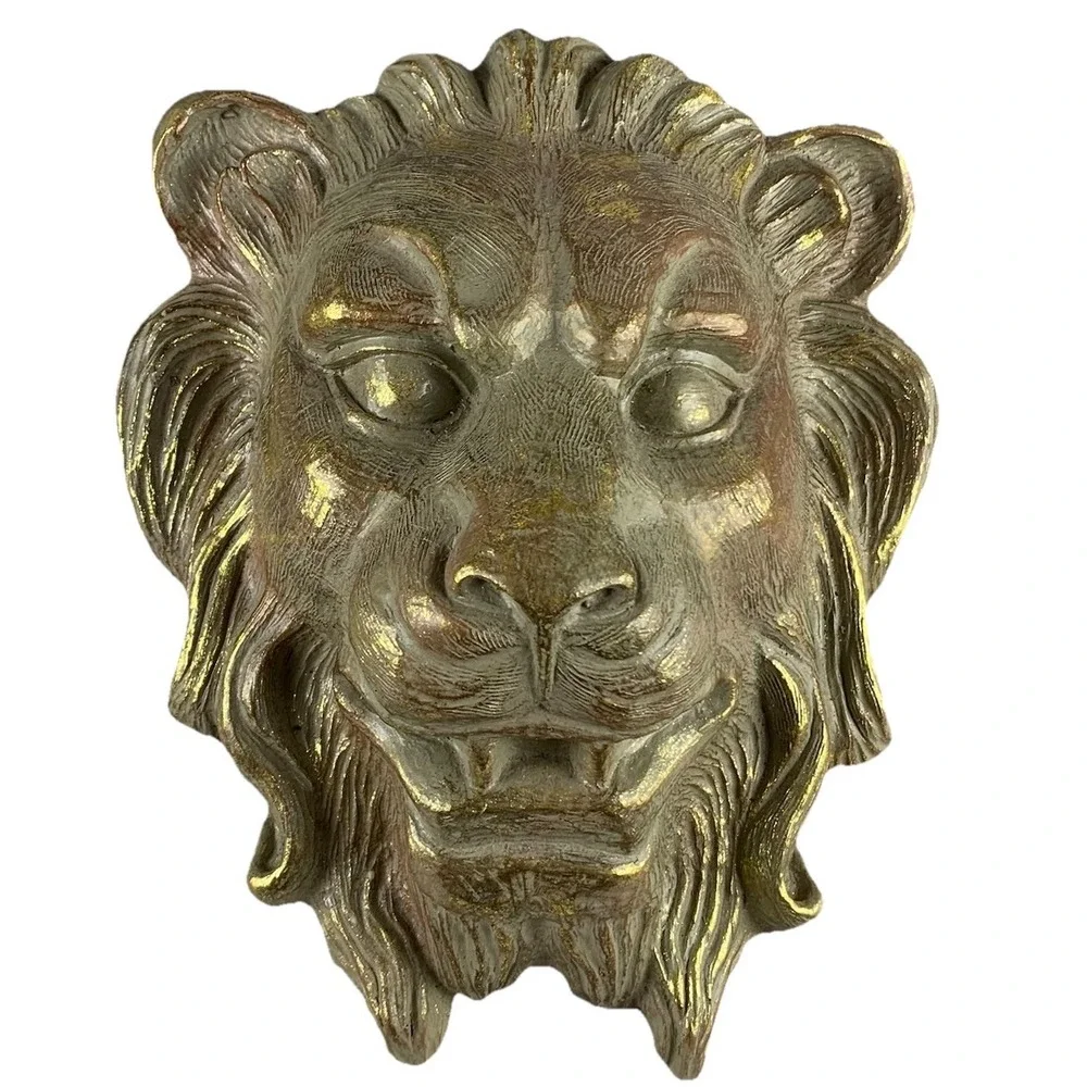 Lions Head Resin Wall Shelf Sconce Gold Color Classical Rococo Hollywood Regency